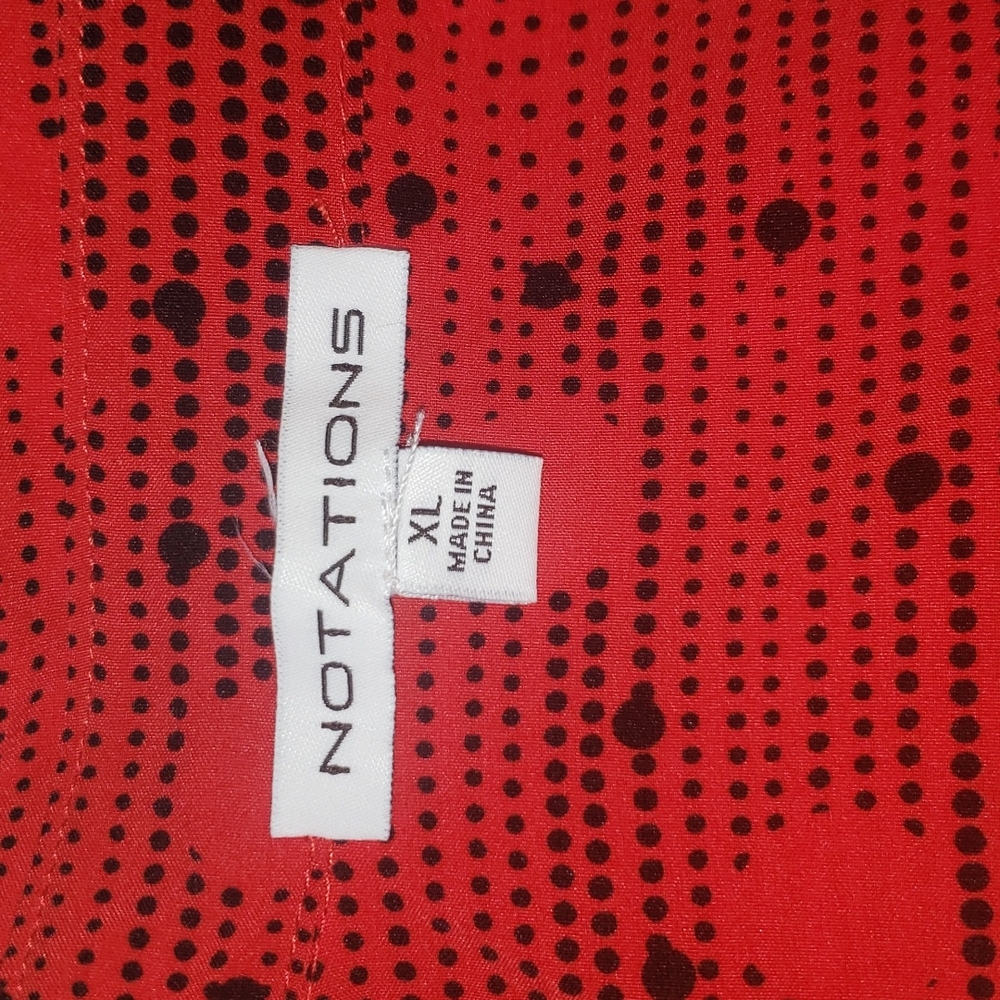 Notations Red Black Polka Dot Button Down Shirt XL - Picture 3 of 11